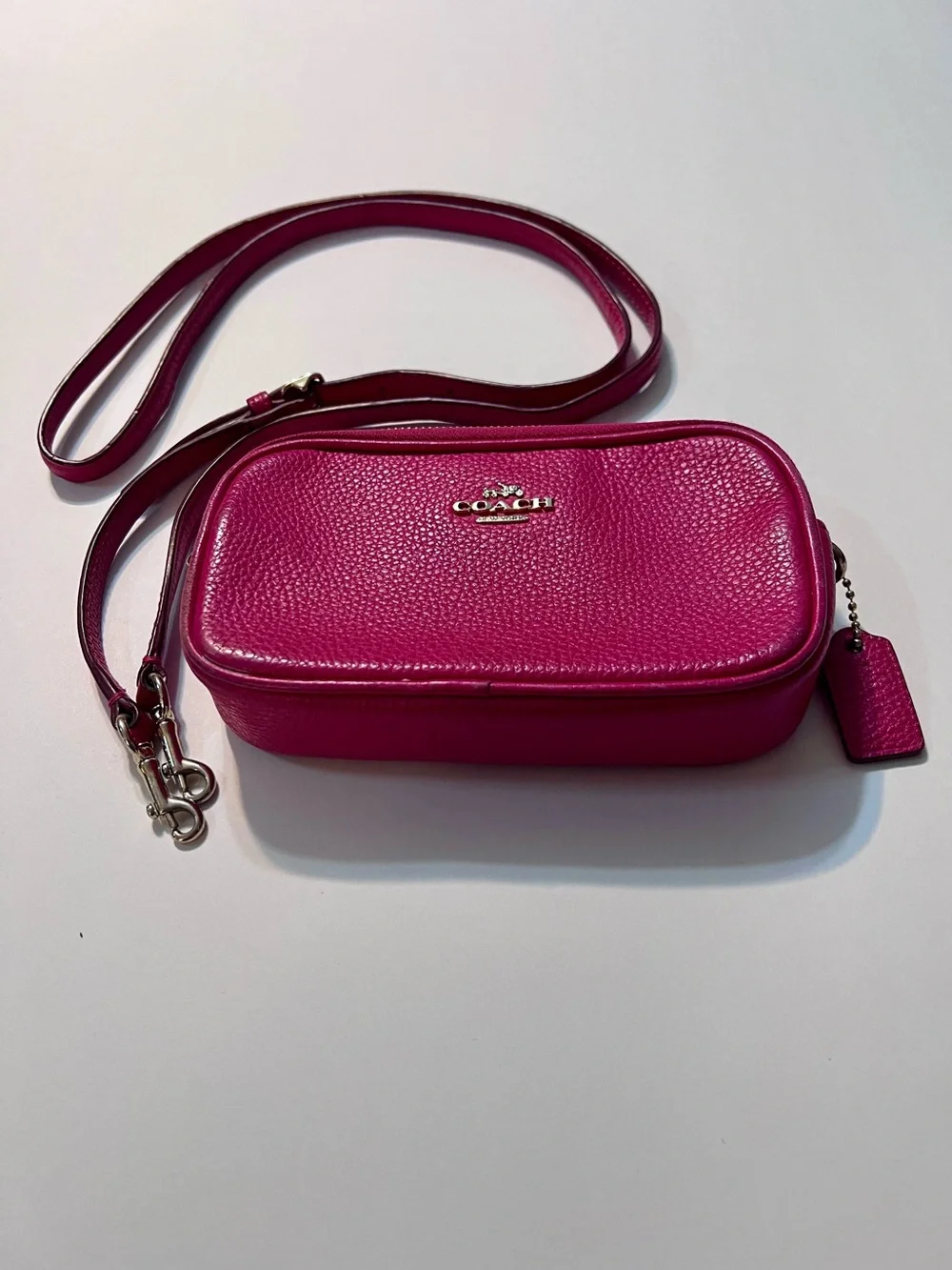 Genuine Coach Pink Leather Crossbody Bag with Pebbled Leather